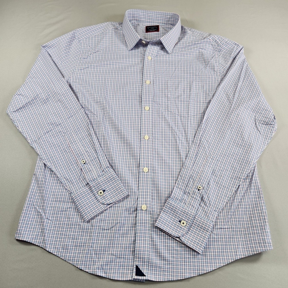 UNTUCKit Shirt Mens Large Blue Plaid Performance Button Up Stretch Casual